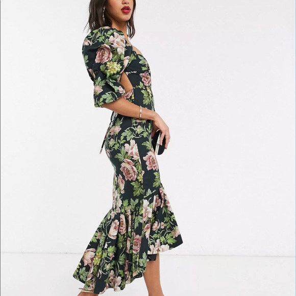 ISO: ASOS EDITION puff sleeve milkmaid dress in romantic floral print - Picture 4 of 4